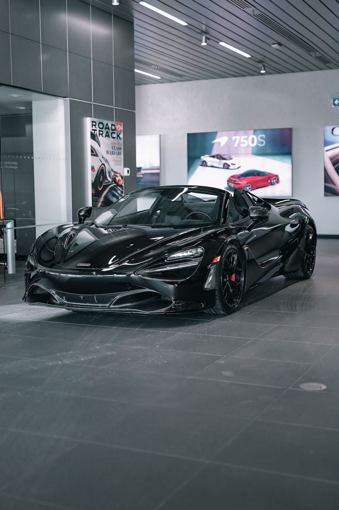 A car displayed in a showroom