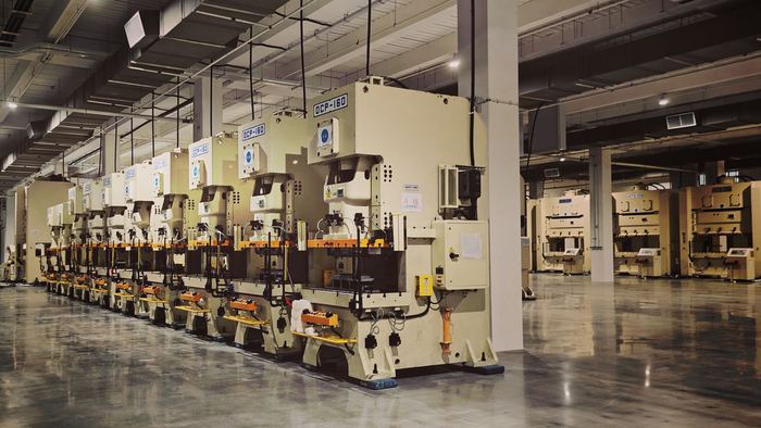 A factory floor with industrial machinery